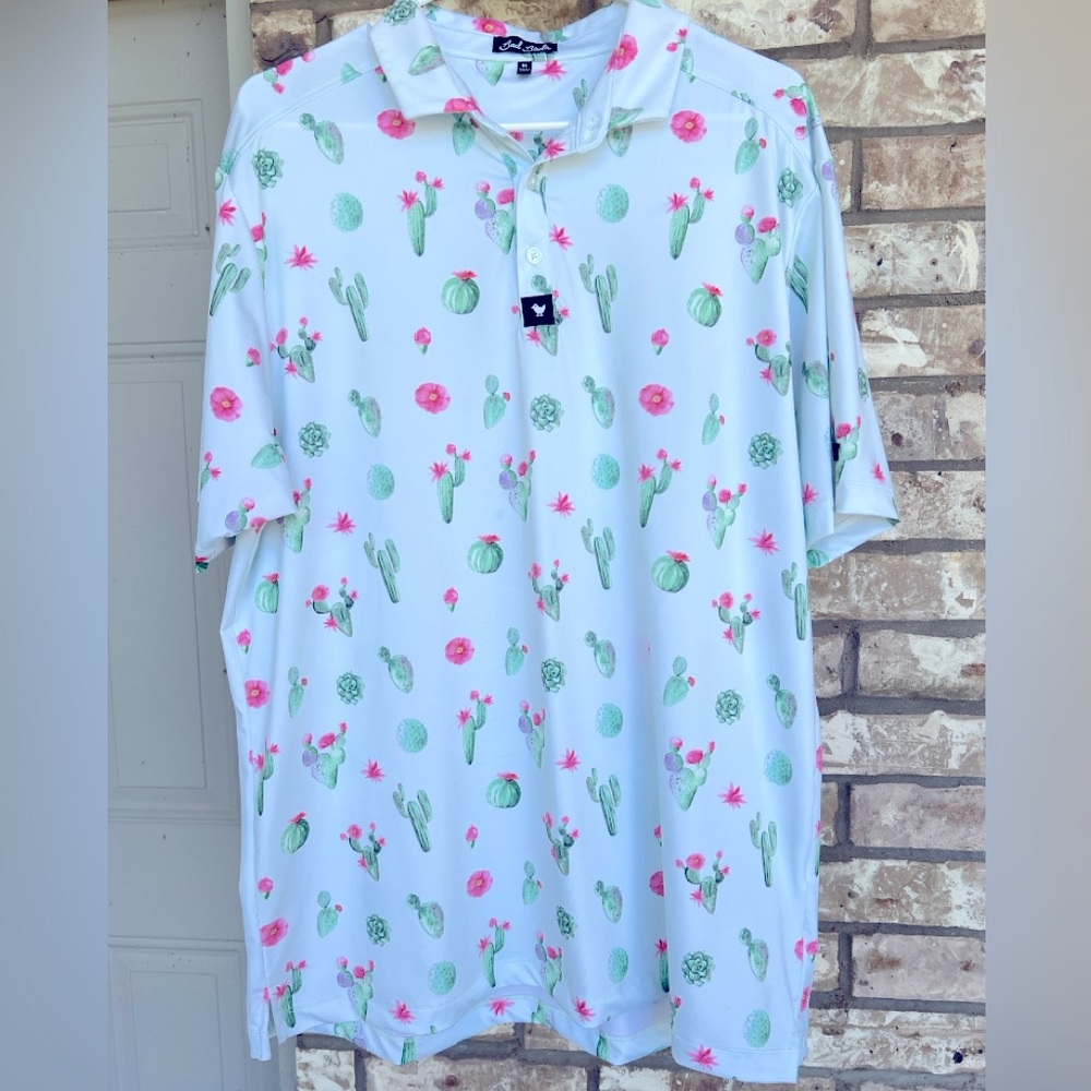 Men’s Bad Birdie Golf Polo. Cactus print. Size XL. Gently worn. Great Condition